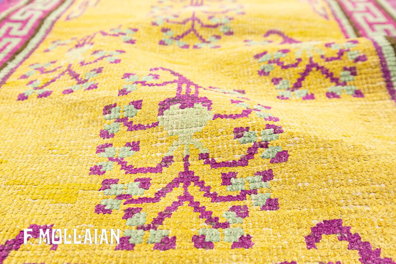 Yellowish Small Khotan Antique Runner Rug n°:A991111